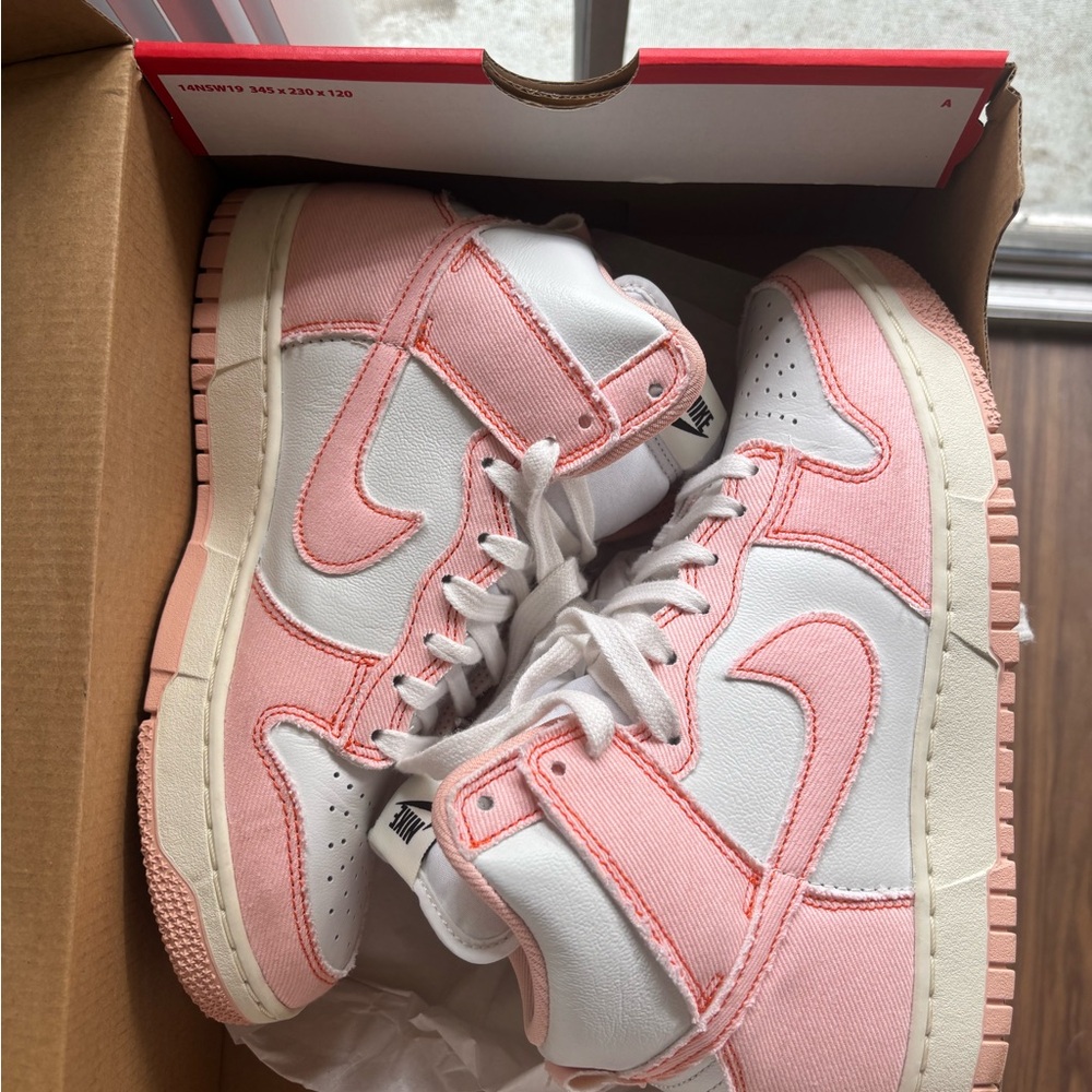Nike Pink and White High-Top Sneakers